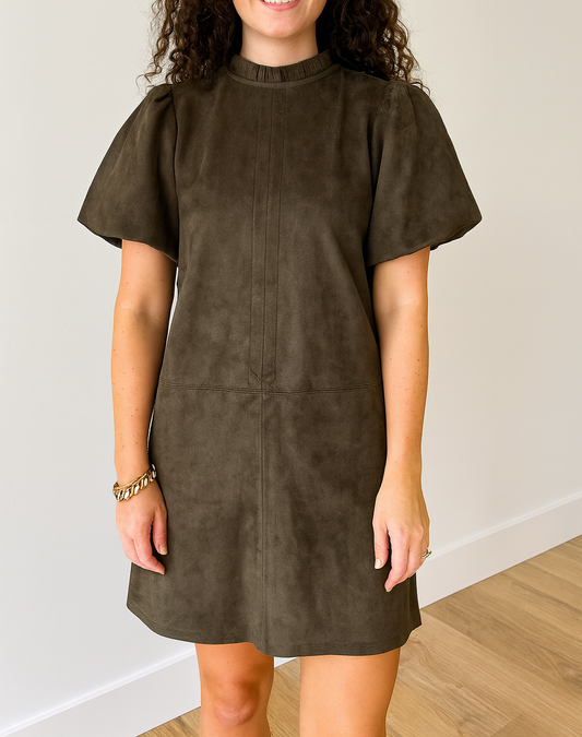 Moss Green Frilled Dress FB