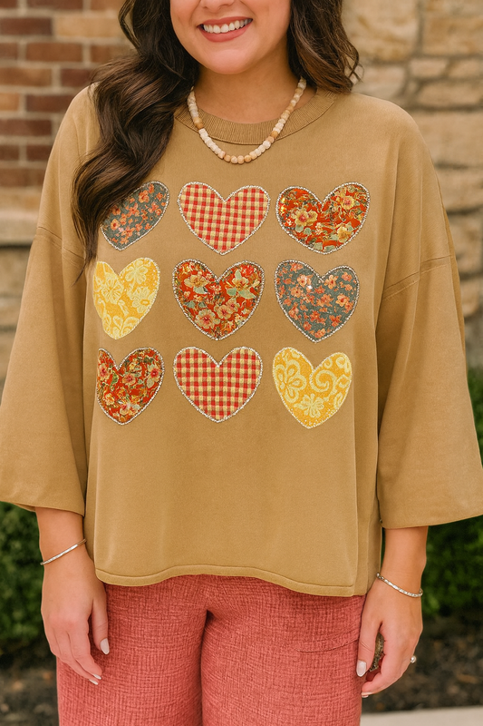 Plaid Floral Heart Sweatshirt FB