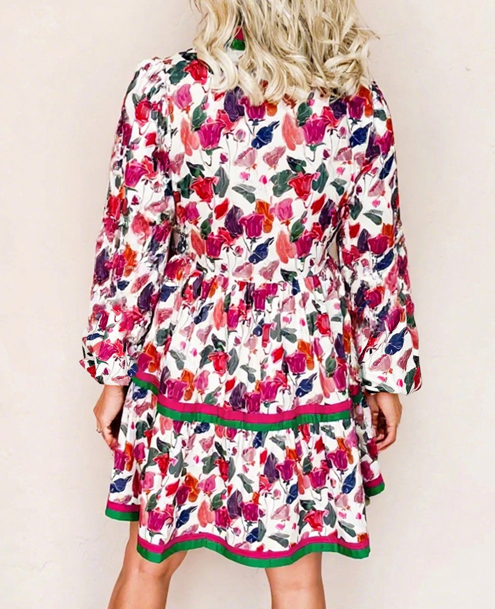 Purple Floral Contrast Dress RTS