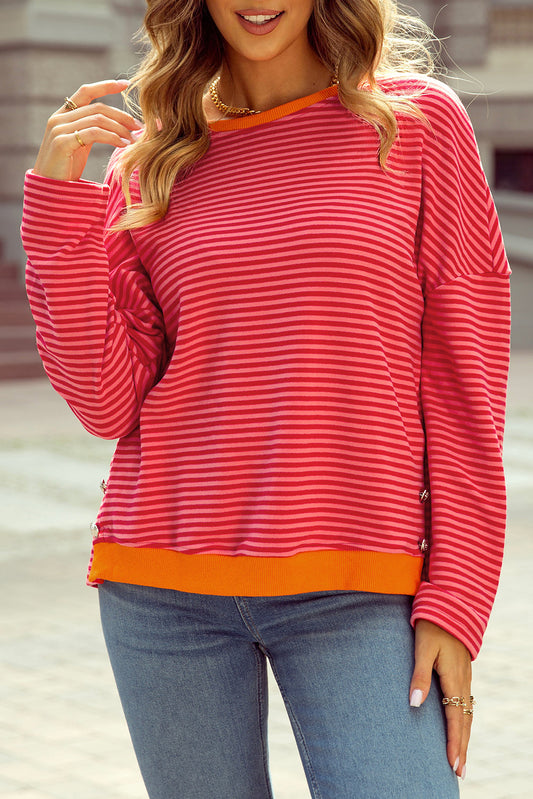 Red Striped Drop Shoulder Top FB