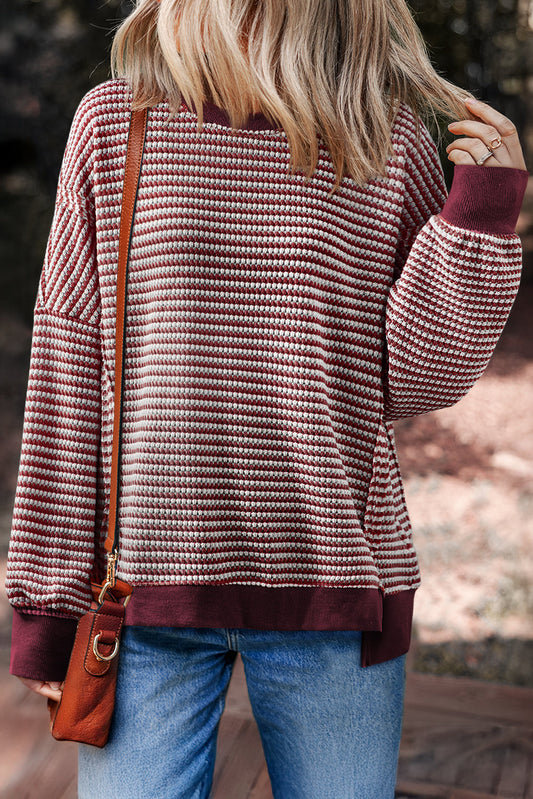 Stripe Ribbed Oversize Top LT