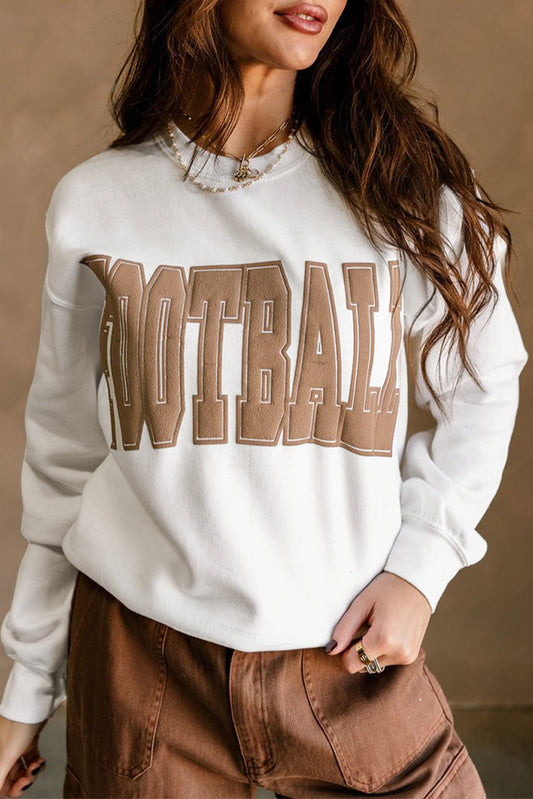 White Football Letter Sweatshirt FB
