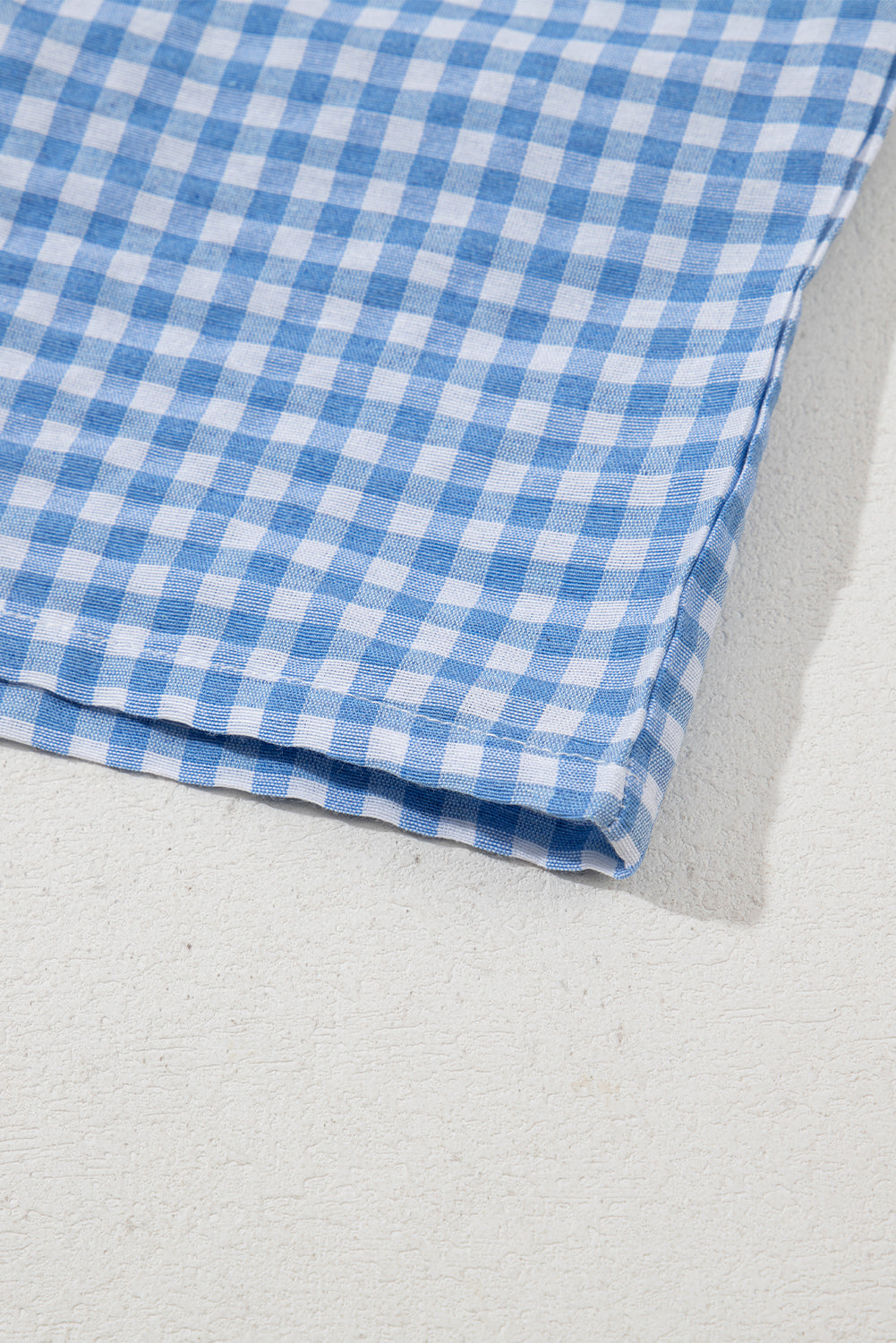 Blue Gingham Print Loose Shorts