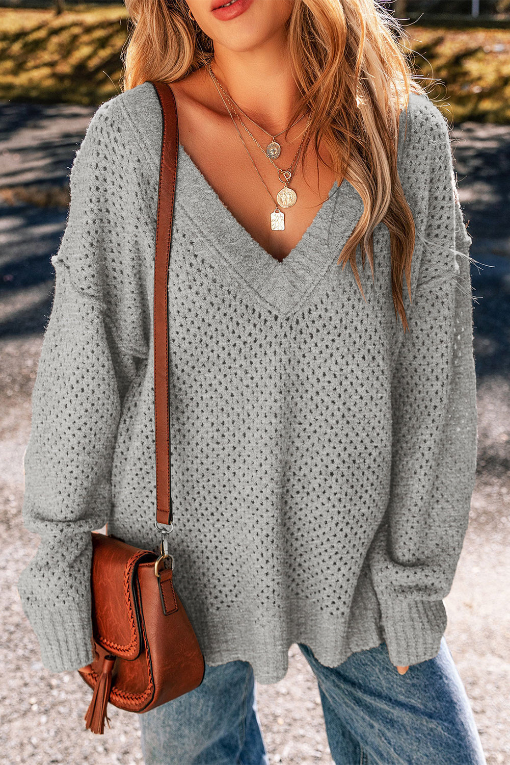 Loose Eyelet Sweater FB