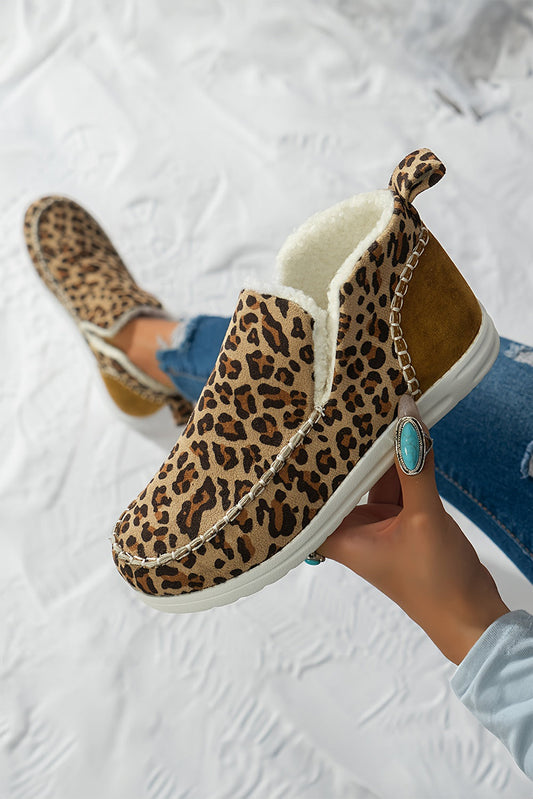 Leopard Print Fleece Lined Winter Snow Boots