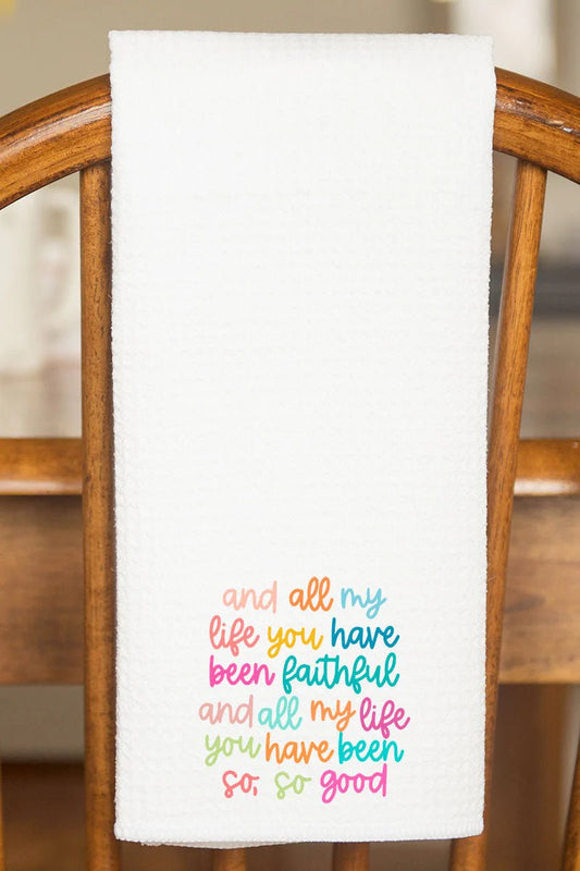 Colorful Always Faithful Waffle Kitchen Towel APRILSS