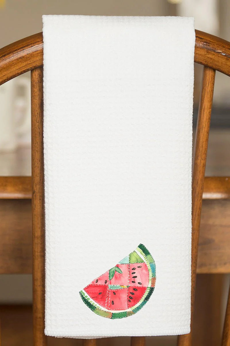 Faux Patchwork Watermelon Waffle Kitchen Towel