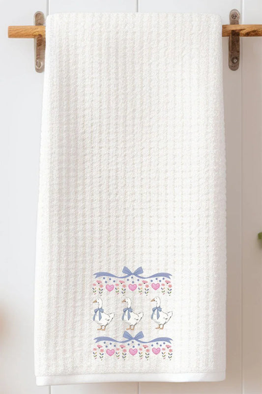 Vintage Geese Girls Waffle Kitchen Towel